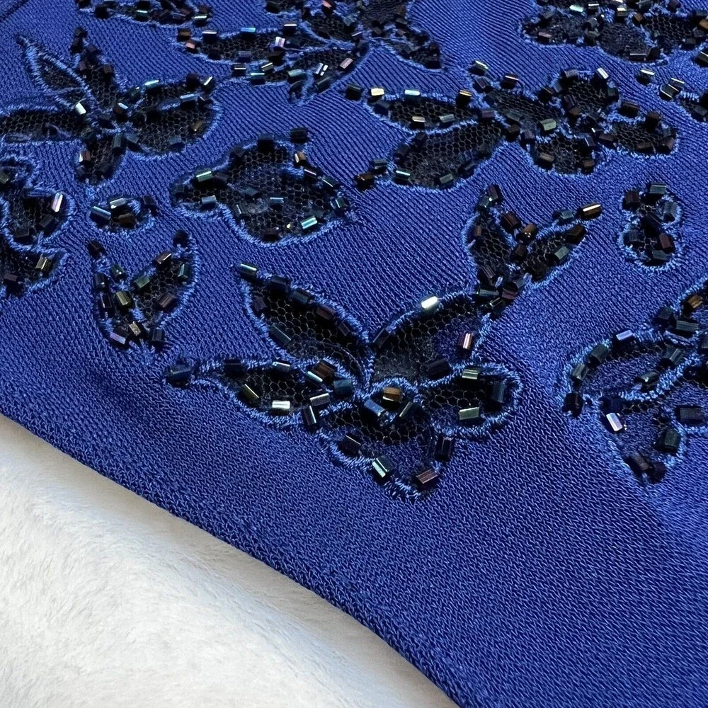 Rimini by Shaw Gown Formal Beaded Top Blue Maxi Women’s 6 - Picture 9 of 13